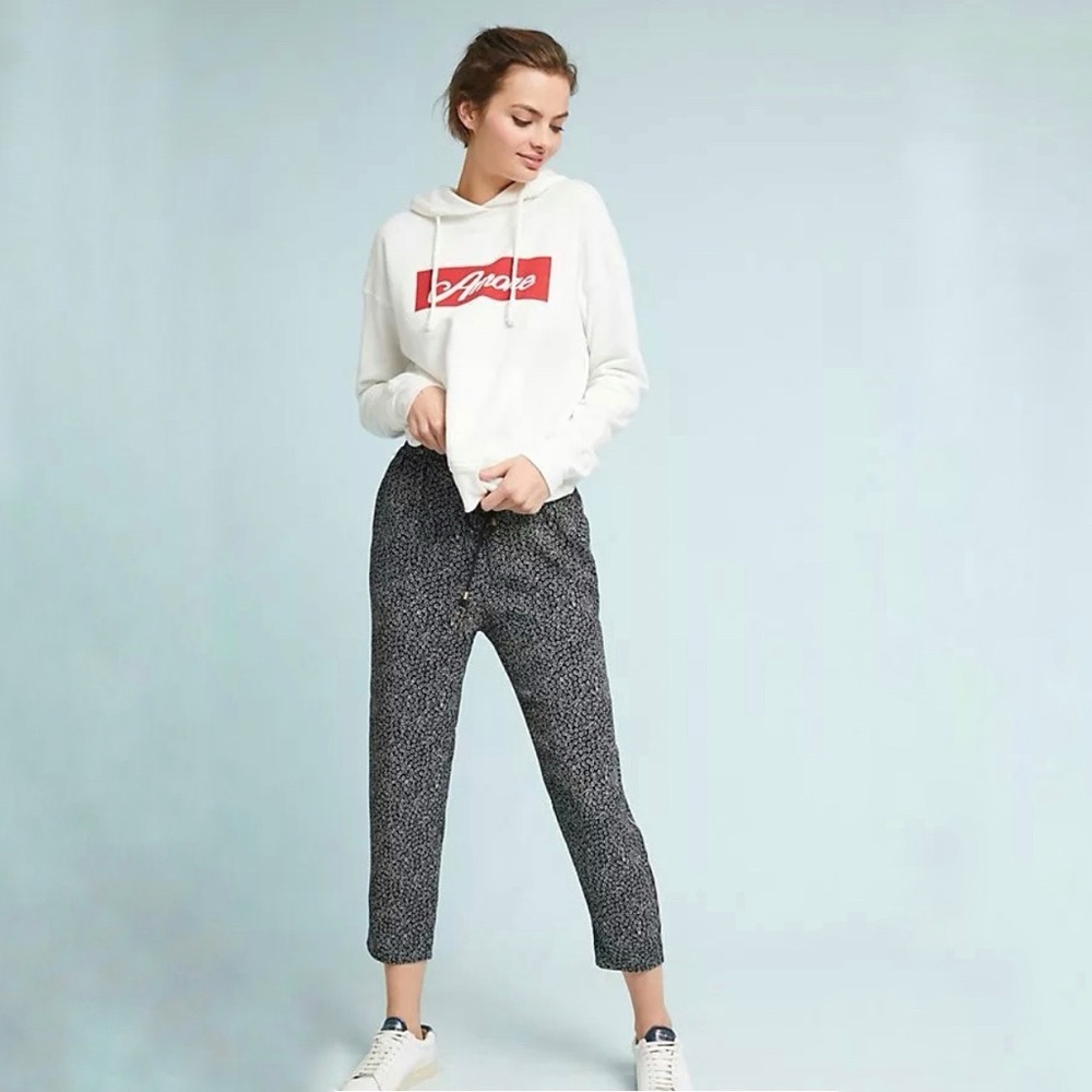 Anthropologie Ett Twa Track-Striped Joggers pants Flower Printed